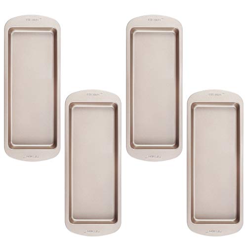 CHEFMADE Layers Cake Pan Set, 10-inch 4Pcs Non-Stick Rectangle Rainbow Cake Bakeware, FDA