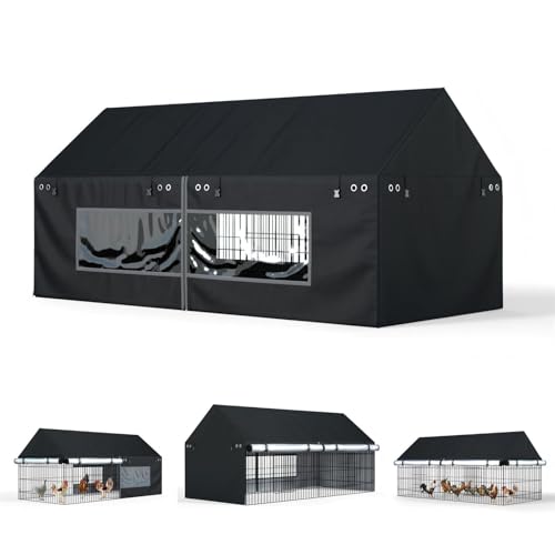 Chicken Coop Cover 86"×40" 600D Oxford Fabric Waterproof, Snowproof, UV-Resistant - Suitable for All Seasons Outdoor Use, Features Clear PVC Window (Cover Only, Coop Sold Separately)