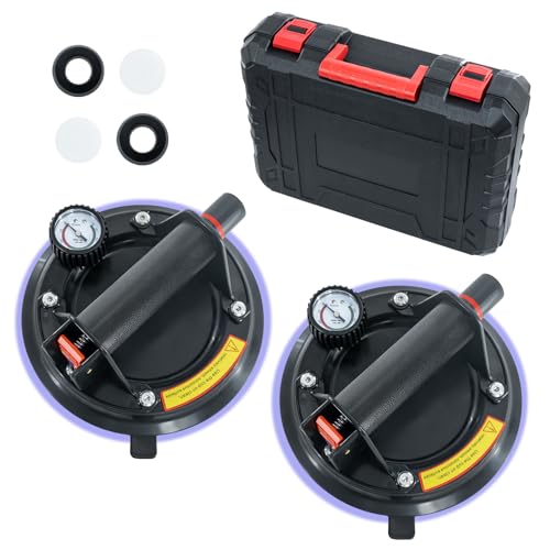 YYDENTOOL 2er Set 8\" Saugheber mit Manometer, Glassauger Tragkraft Max. 220KG, Vakuum Saugheber für Glas, Fliesen, Marmor, Fliesenheber mit Tragbarer Werkzeugkasten YYDENTOOL 2er Set 8\" Saugheber mit Manometer, Glassauger Tragkraft Max. 220KG, Vakuum Saugheber für Glas, Fliesen, Marmor, Fliesenheber mit Tragbarer Werkzeugkasten