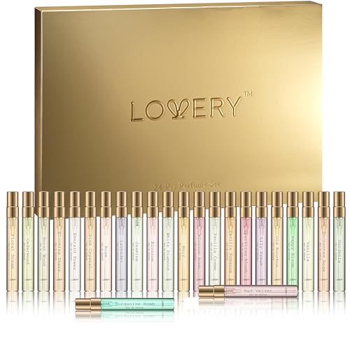 LOVERY 24-Piece Beauty Perfume Sets Valentines Day Gifts Set, Unique Gifts for Women - Gifts for Her, Mom, Wife, Teen Girls, Floral Fragrance Sampler, Travel-Size Perfumes