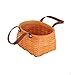 Cestino Portaoggetti Picnic Basket Natural in legno Chip Tessuto a mano cestino doppio cuoio manico cerame cestino cestello cestino vegetale cestino da picnic pane cestino frutta crogiola Scatola Port