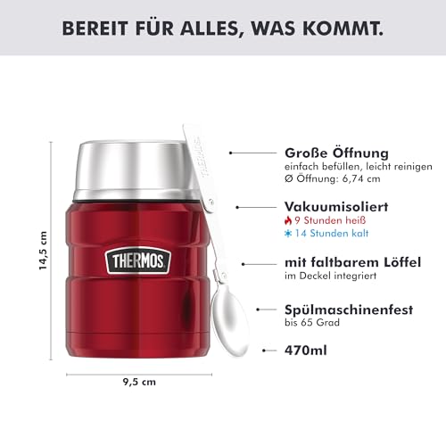 Foto von Thermos STAINLESS KING Thermobehälter 0,47 l, 9 h heiß, cranberry red