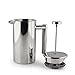 Highwin Small Stainless Steel French Press, 12oz Dual-Filter Coffee Plunger Pot Brewer and Maker for Individual Serving, Silver