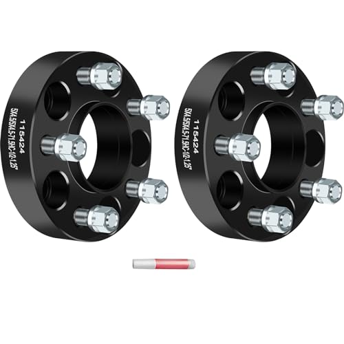 GDSMOTU Wheel Spacers, 5x4.5 for Jeep Comanche 1986-1992 for Jeep Grand Cherokee 1993-1998 for Jeep for Liberty 2002-2012, 1.25 inch Wheel Adapters & Spacers with 1/2 Studs 71.5mm Bore 2pcs Black