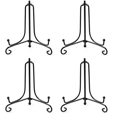 LepoHome 5 Pack 30 cm / 12 inch Iron Display Stand, Black Iron Easel Plate Holder Stand for Displaying Pictures, Plates, Books and Arts Cover