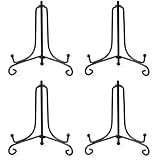 LepoHome 4 Pack 10 inch Iron Display Stand, Black Iron Easel Plate Holder Stand for Displaying Pictu