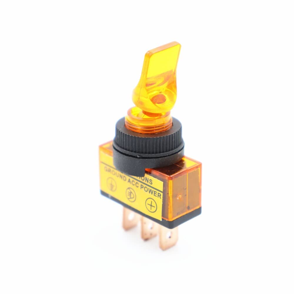 Interrupteur de voiture 12V 20A à bascule jaune illuminé pour tableau de bord