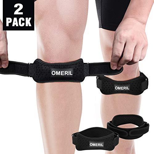 OMERIL 2 Pack Knee Brace, Knee Strap Brace with Silicone Insert, Pain Relief