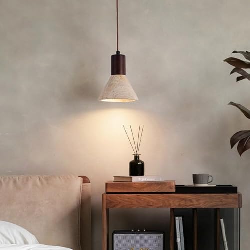 Minilámpara de travertino amarillo con pantalla de piedra cueva para iluminación focalizada 3