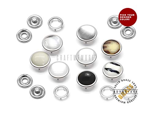 Craftmemore 20 Sets 12Mm Pearl Snaps Fasteners Pearl-Like Prong Snap Button For Western Shirt Clothes Popper Studs - Silver Brass Rim Setting (12 Mm, Brown Marble) #TOP1