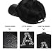Angoily Women's Black Baseball Cap with Rhinestone Letter A, Fashion Summer Peaked Sun Hat, Casual Sparkling Bling Adjustable Hat for Outdoor and Beach