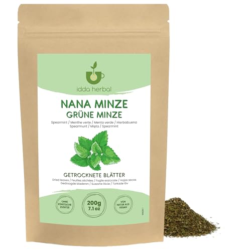 IDDA Herbal Hierbabuena Infusión 200g, Menta Nana Seca y Cortada, Té de Menta Verde