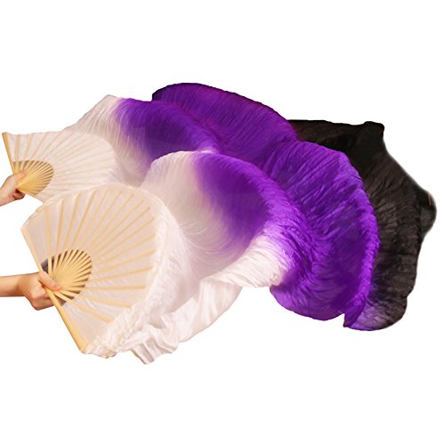 Éventail danse du ventre voiles soie allongés 180x90cm multicolore pack 2 pour danseuses