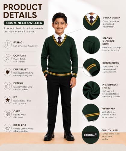Image of Boy's School Uniform Lining Full Sleeves Sweater - Daffodil