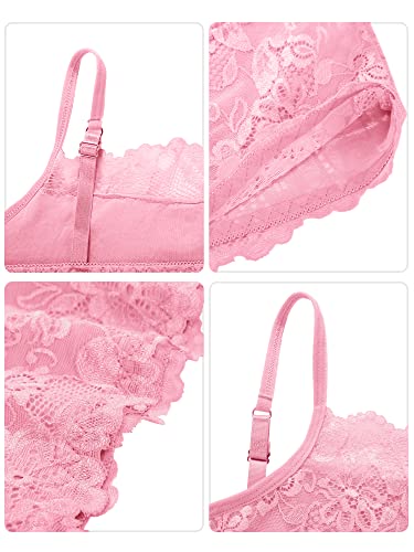 Boao 4 Pieces Women's Lace Camisole Stretch Half Cami Breathable Bra Comfort Lace Bralette Top for lady Girls(Medium,Black, Royal Blue, Pink, White) by Boao - Image 8
