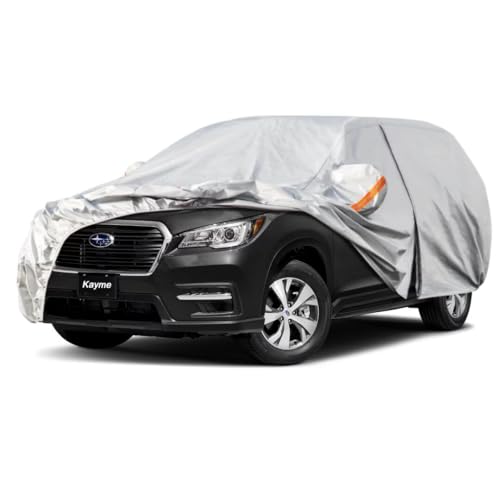 Kayme SUV Car Cover Fit for Subaru Ascent (2019-2025) Automobiles All Weather Waterproof, Outdoor Cover Sun Rain Protection, with Lock and Zipper Door
