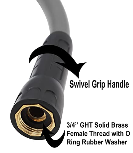 Yotoo Heavy Duty Hybrid Garden Water Hose 5/8-Inch By 50-Feet 150 Psi Kink Resistant, Flexible With Swivel Grip Handle And 3/4" Ght Solid Brass Fittings, Gray #TOP2