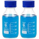 Karter Scientific 500ml Glass Round Media Storage Bottles with GL45 Screw Cap, Borosilicate Glass, 251M8 (Pack of 2)