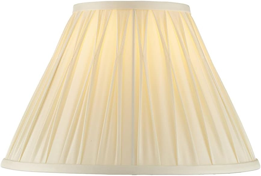 OLGA Tapered Cylinder Table or Pendant Lampshade - Decorative Light Shade in Ivory Silk Fabric - Handmade Pinch Pleat Shade - E27/B22 Cap - 12 Inch