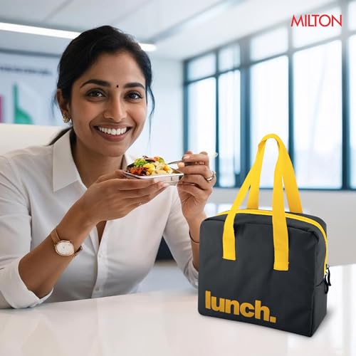 Image of MILTON The Lunch Bag | Insulated Tiffin Bag for Office, Men & Women | Eco-Friendly, Durable & Spacious | Fits Lunch Box & Bottle | Multi-Use Bag for School & Travel | 2.56 L - Black
