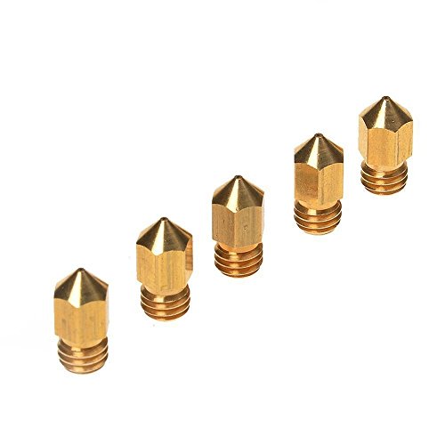 Kamo 0.4mm 3D Printer Extruder Brass Nozzle Print Head for 3D Printer Makerbot Anet A8 Creality MK8 1.75mm ABS PLA Printer (Pack of 5pcs)