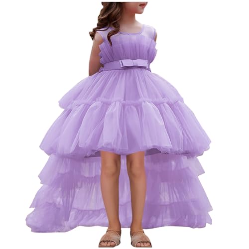 2-11Y Girl High Low Dresses for Wedding Kid Ruffle Tulle Communion Party Princess Pageant Ball Gown Dress with Train