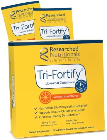 Researched Nutritionals Tri-Fortify Liposomal Glutathione, Orange (20 Packets)