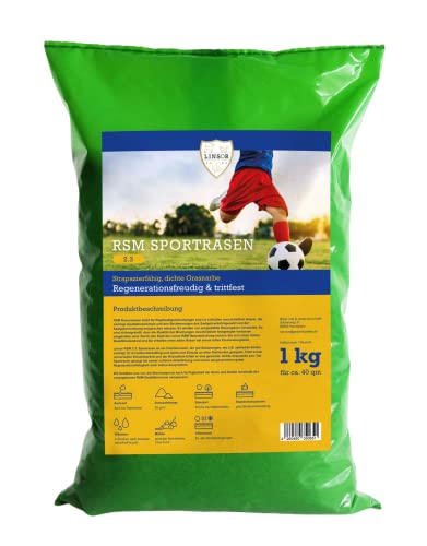 Linsor RSM 2.3 Gazon de sport, de jeu, antidérapant, robuste, gazon dense, tous sites, mélange de semences, 1 kg pour 40 m²