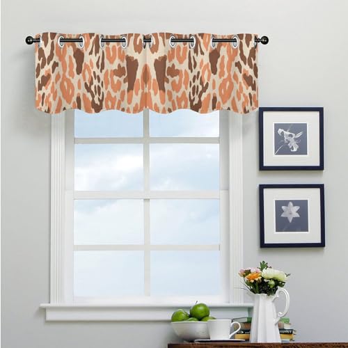 Cortinas orientales chinas tipo cenefa de leopardo naranja, juego de 2 paneles abstractos 4