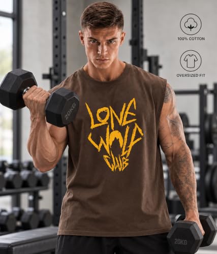 Image of SHODOX Men's 100% Cotton Tank Top | Round Neck Sleeveless Gym Vest | Loose Fit Casual Sportswear T-Shirt | Breathable & Lightweight Fitness Wear for Workout & Active Wear