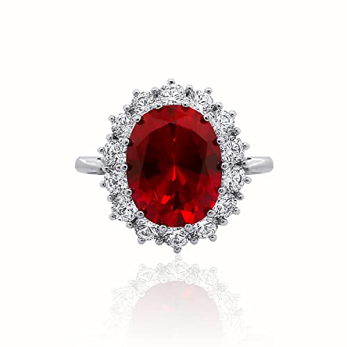 Amazon Collection Platinum-Plated Sterling Silver Created Ruby With Zirconia Accent Ring, Size 6 #TOP6