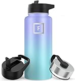 IRON °FLASK Camping & Hiking Hydration Flask with 3 Lids - Stainless Steel, Double Walled & Vacuum Insulated Water Bottle - Leak Proof & BPA Free (Cotton Candy, Straw - 32 oz)