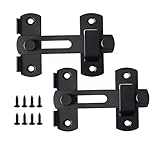 Sliding Barn Door Lock and Latches Double French Door Fridge Lock Interior Flip Latch for Wine Cabinet, Bathroom, Outdoor, Garage, Garden, Closet Door (2 Pack Black)