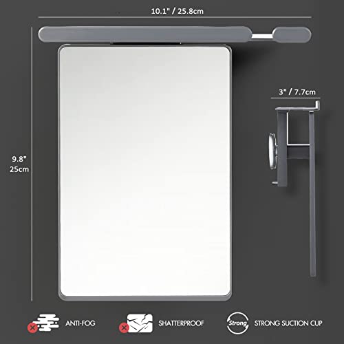 Taili Shower Mirror Fogless For Shaving With Razor Holder, No-Drilling & Removable Large Mirror Fogless Suction Wall Mounted, Shatterproof & Waterproof - For Men And Women(Grey) #TOP4