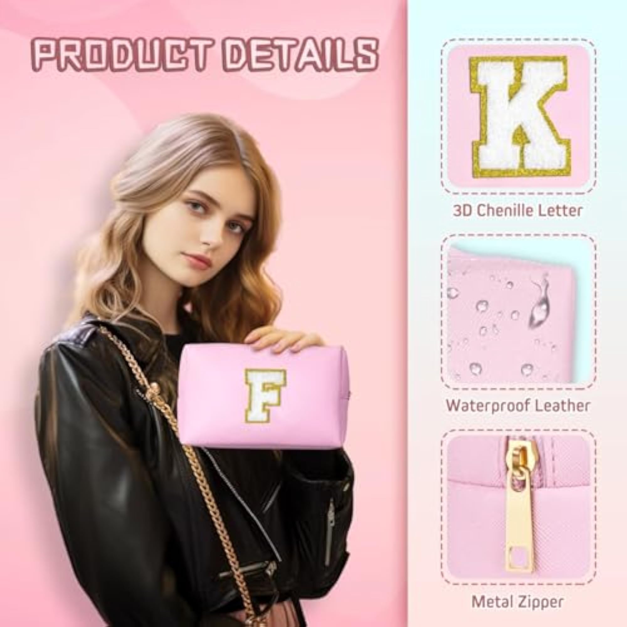 Personalized Women's Makeup Bag in Pink