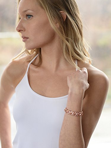 Mariell Pink Rose Gold Crystal Stretch Bracelet, Adjustable Bangle for Weddings, Prom, Bridesmaids, Gift4