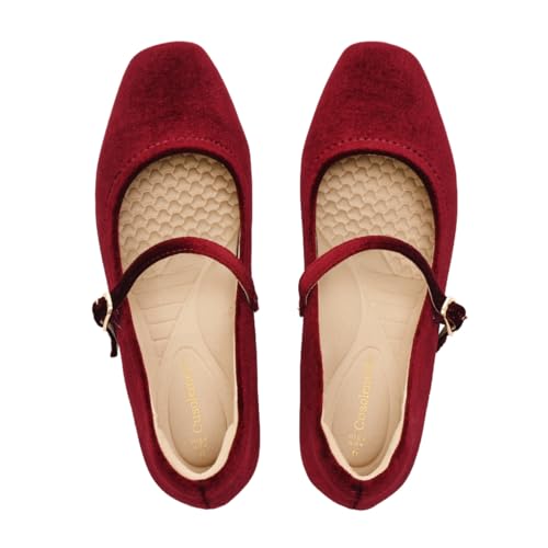 Image of Cusolemore Mary Jane Flat Shoes with Arch Support and Hidden Wedge Heel, Women Ballet Flats, Mary Jane Flats, Comfortable Dress Shoes
