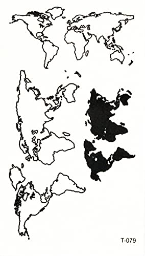 Oncex Mini 3 Sheets Tattoos Temporary Fake Travel World Map Cartoon Tattoo Designs Sexy Body Arms Legs Shoulder Or Back For Kid Teens Men Women #TOP2