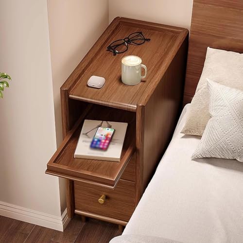 Genérico Mesa Auxiliar Moderna para Espacios pequeños: mesita de Noche de Madera con Estante y 2 cajones, Ideal para Dormitorio, salón y recibidor. Mobiliario Compacto y Elegante. - imagen 2