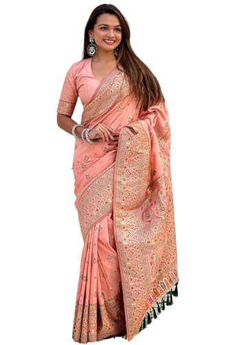 Image of SGF11 Women's Kanjivaram Pure Soft Silk Saree With Unstitched Blouse Piece