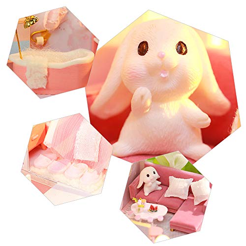 mewmewcat Kit de casa de bonecas DIY de madeira DIY em miniatura kit de boneca para presente com luz