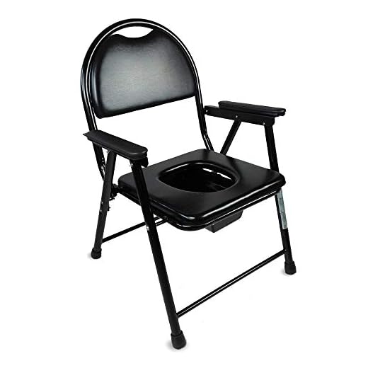 Mobiclinic, Guadalquivir, Silla con WC o inodoro para discapacitados, minusválidos, ancianos, Plegable, Reposabrazos, Asiento ergonómico, Conteras antideslizates, color negro