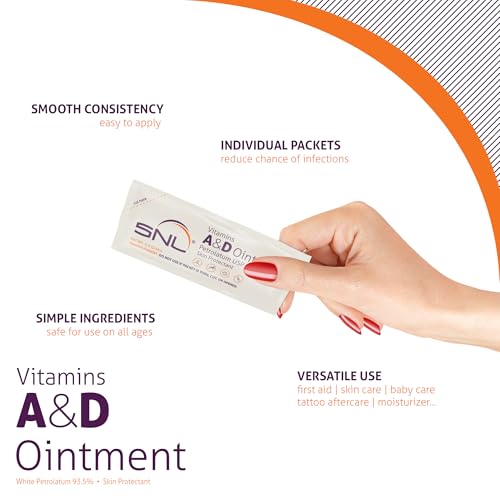 SNL Quality Vitamins A & D Ointment for | Baby Diaper Rash | Burns | Tattoo Aftercare | Skincare - 144 Individual Foil Packets - 5 Grams each - Thumbnail 2