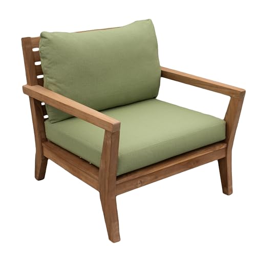 Image of Tommy Bahama Sunbrella Fabric 1-Piece Outdoor Knife Edge Deep Seat Lounge Chair Seat and Back Cushion Set, Bamboo Bay Pear