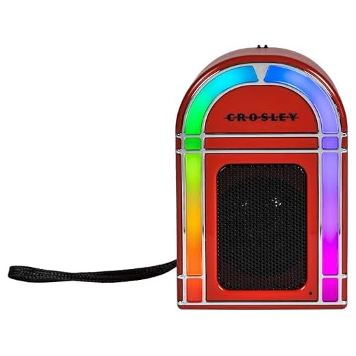 Crosley Mini Jukebox Tragbarer Bluetooth-Lautsprecher mit 8H + Spielzeit - Kabelloser Indoor-Reiselautsprecher mit Lichtern, Retro-Design mit kräftigem Audio, wiederaufladbare USB-C-Party-Lautsprecher