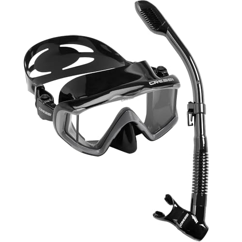 Kit de Mergulho Máscara+respirador Cressi Pano 3 + Supernova Dry - Preto/cinza