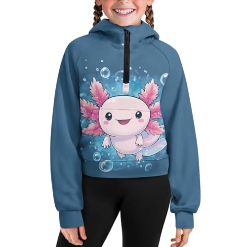 Girls Half Zip Collar Sweatshirts Long Sleeve Pullover Top with Pocket