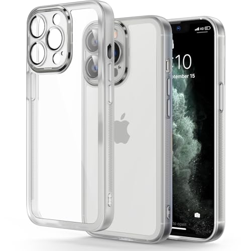 Honeyview Colored Clear Case for iPhone 11 Pro Max with Matte Border, Non-Yellowing, Shockproof, Clear Back, Phone Cover for Apple iPhone 11 Pro Max - White