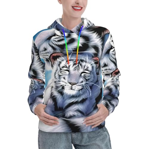 Sweat à capuche imprimé tigre EdWal pull ajusté femme vêtement quotidien