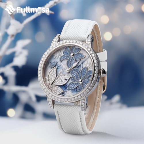 Image of Fullmosa Cross Leather Replacement Watch Strap 20mm Compatible for Samsung Galaxy Watch 5 40mm 44mm /Pro 45mm /Watch 4 40mm 44mm /Classic 46mm 42mm(2021) - White